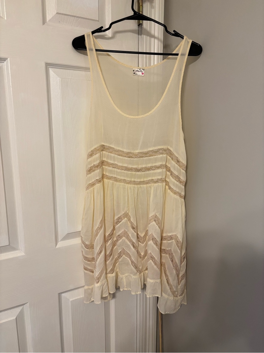 Free People Dot Voile & Lace Trapeze slip dress Size L
